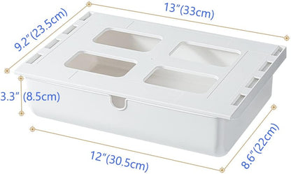 Under Desk Drawer Self-Stick Storage Organizer for Office Home School, Holders for Desk Accessories, Large Size, White