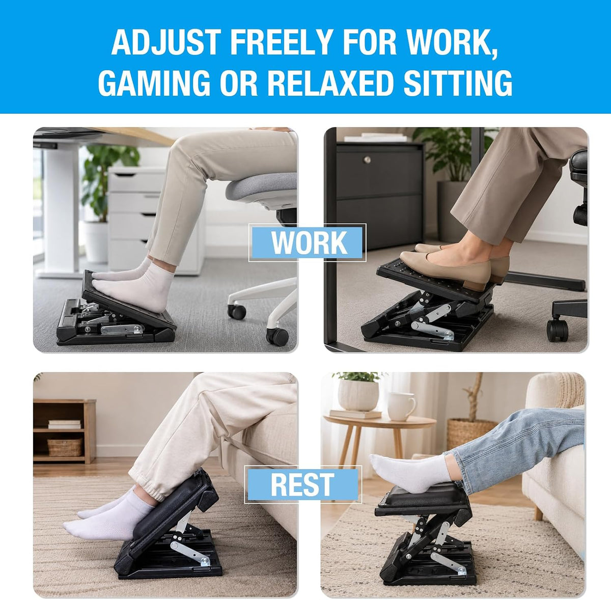 Adjustable Foot Rest Under Desk for Office,Home, Gaming & Study
