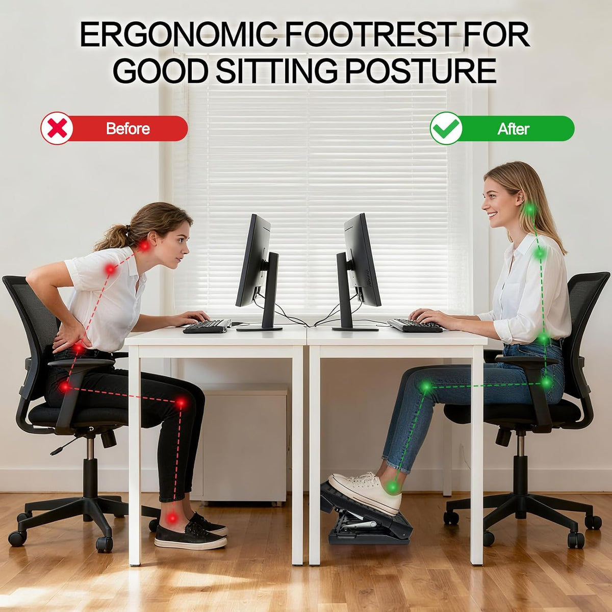 Adjustable Foot Rest Under Desk for Office,Home, Gaming & Study