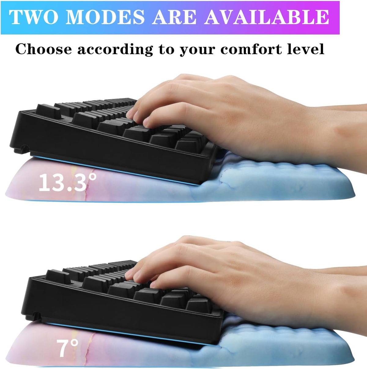 Computer Keyboard Stand with Wrist Rest, Ergonomic Tilted Keyboard Holder - Keyboard Riser with Wrist Pad - Keyboard Tray Support for Office Home - Black