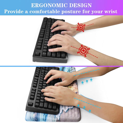 Computer Keyboard Stand with Wrist Rest, Ergonomic Tilted Keyboard Holder - Keyboard Riser with Wrist Pad - Keyboard Tray Support for Office Home - Black