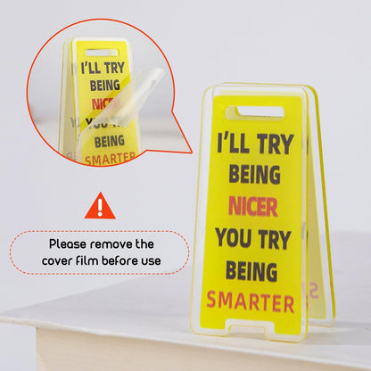 Funny Sticky Note Holder - 6 Pack Note Holder Clips, Overstimulated Desk Sign for Office, Hilarious Desk Signs for Coworkers, Perfect Funny Office Gifts (Yellow)