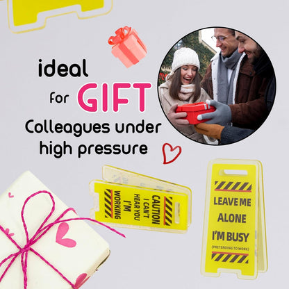 Funny Sticky Note Holder - 6 Pack Note Holder Clips, Overstimulated Desk Sign for Office, Hilarious Desk Signs for Coworkers, Perfect Funny Office Gifts (Yellow)