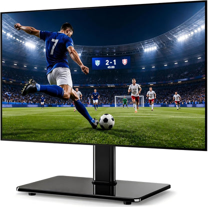 Universal Swivel TV Stand for 27-60 inch Curved/Flat Screen TVs, Table Top TV Base Replacement Holds up to 88 lbs, Height Adjustable TV Stand Mount with Tempered Glass Base, MAX VESA 400x400mm