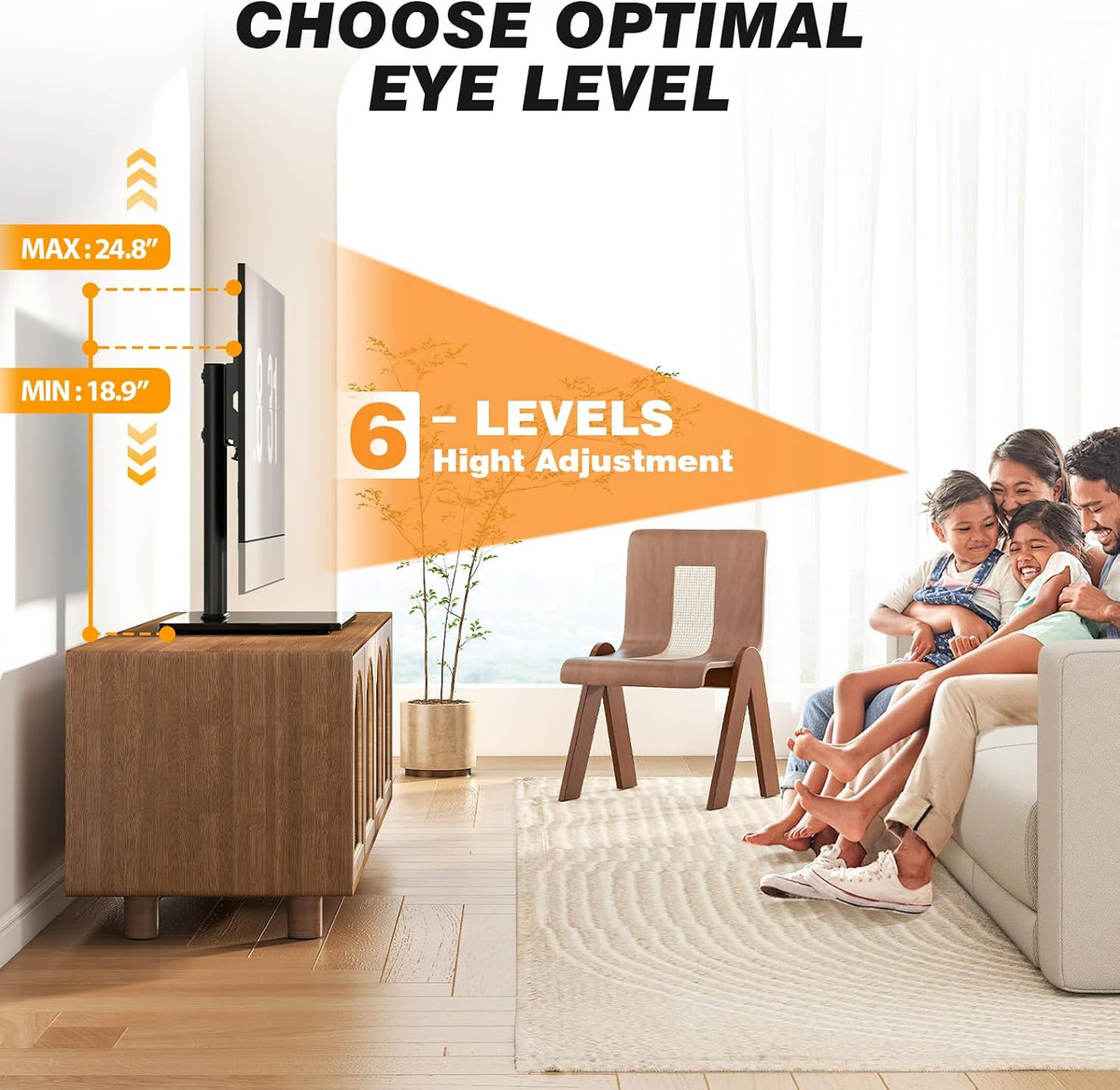 Universal Swivel TV Stand for 27-60 inch Curved/Flat Screen TVs, Table Top TV Base Replacement Holds up to 88 lbs, Height Adjustable TV Stand Mount with Tempered Glass Base, MAX VESA 400x400mm