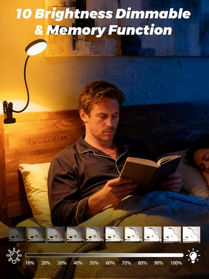 10 RGB Colors+10 Brightness Small Desk Lamp with Clamp Light