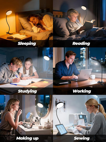 10 RGB Colors+10 Brightness Small Desk Lamp with Clamp Light