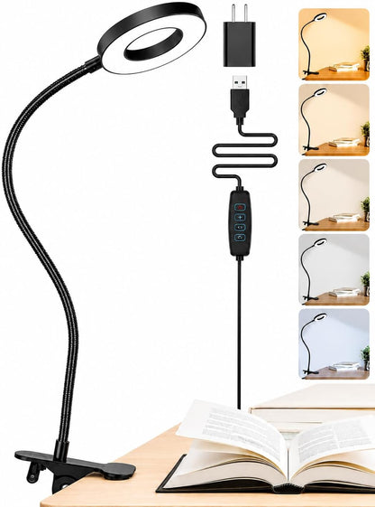 10 RGB Colors+10 Brightness Small Desk Lamp with Clamp Light