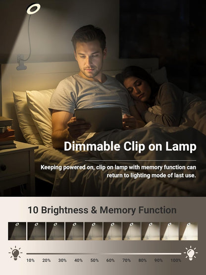 10 RGB Colors+10 Brightness Small Desk Lamp with Clamp Light