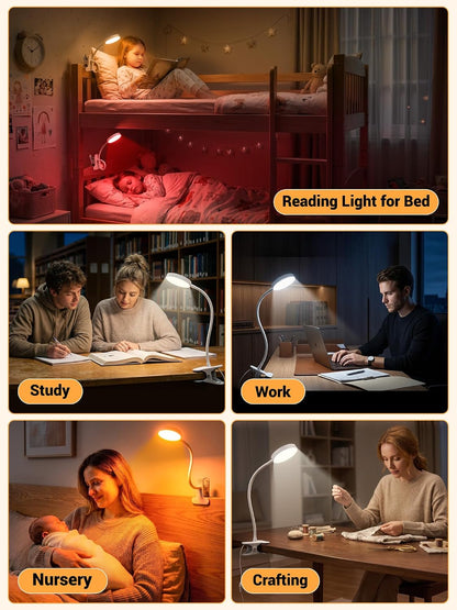 10 RGB Colors+10 Brightness Small Desk Lamp with Clamp Light