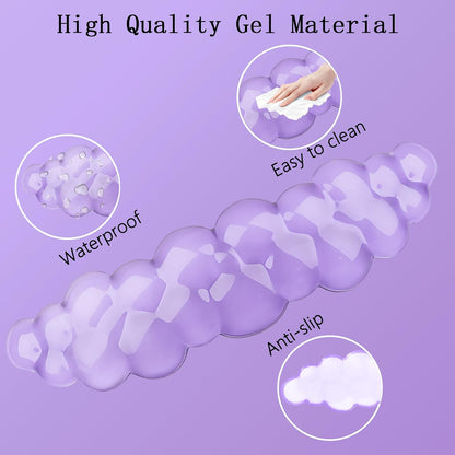 Gel Cloud Wrist Rest Keyboard Clear Purple Mouse Pad with Wrist Rest Set 3PCS Ergonomic Cool Keyboard Wrist Pad Cute Acrylic Coaster Non-Slip Base Cute Transparent Mouse Wrist Pad Support for Computer