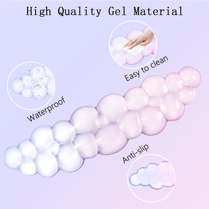 Gel Cloud Wrist Rest Keyboard Clear Purple Mouse Pad with Wrist Rest Set 3PCS Ergonomic Cool Keyboard Wrist Pad Cute Acrylic Coaster Non-Slip Base Cute Transparent Mouse Wrist Pad Support for Computer