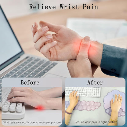 Gel Cloud Wrist Rest Keyboard Clear Purple Mouse Pad with Wrist Rest Set 3PCS Ergonomic Cool Keyboard Wrist Pad Cute Acrylic Coaster Non-Slip Base Cute Transparent Mouse Wrist Pad Support for Computer