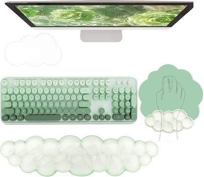 Gel Cloud Wrist Rest Keyboard Clear Purple Mouse Pad with Wrist Rest Set 3PCS Ergonomic Cool Keyboard Wrist Pad Cute Acrylic Coaster Non-Slip Base Cute Transparent Mouse Wrist Pad Support for Computer