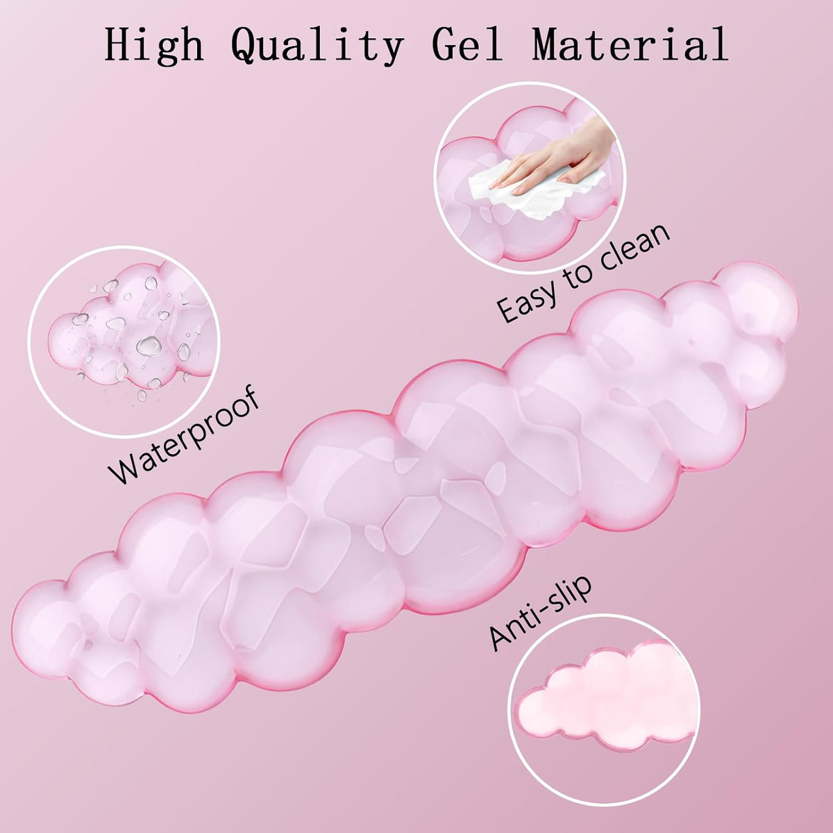 Gel Cloud Wrist Rest Keyboard Clear Purple Mouse Pad with Wrist Rest Set 3PCS Ergonomic Cool Keyboard Wrist Pad Cute Acrylic Coaster Non-Slip Base Cute Transparent Mouse Wrist Pad Support for Computer