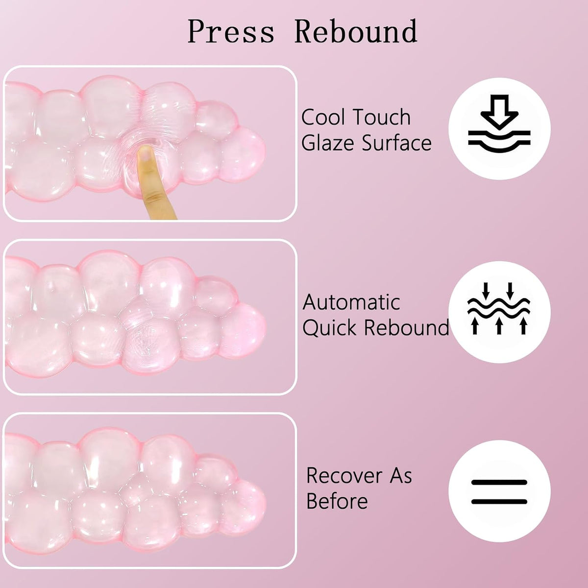 Gel Cloud Wrist Rest Keyboard Clear Purple Mouse Pad with Wrist Rest Set 3PCS Ergonomic Cool Keyboard Wrist Pad Cute Acrylic Coaster Non-Slip Base Cute Transparent Mouse Wrist Pad Support for Computer