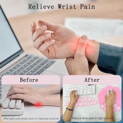 Gel Cloud Wrist Rest Keyboard Clear Purple Mouse Pad with Wrist Rest Set 3PCS Ergonomic Cool Keyboard Wrist Pad Cute Acrylic Coaster Non-Slip Base Cute Transparent Mouse Wrist Pad Support for Computer