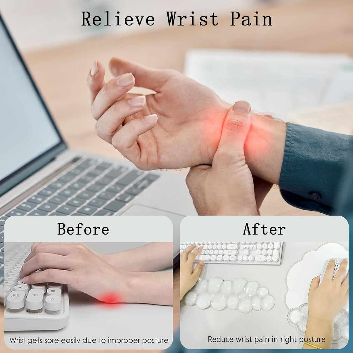 Gel Cloud Wrist Rest Keyboard Clear Purple Mouse Pad with Wrist Rest Set 3PCS Ergonomic Cool Keyboard Wrist Pad Cute Acrylic Coaster Non-Slip Base Cute Transparent Mouse Wrist Pad Support for Computer