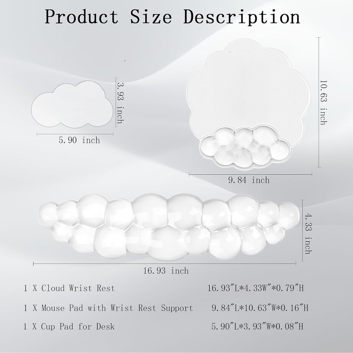 Gel Cloud Wrist Rest Keyboard Clear Purple Mouse Pad with Wrist Rest Set 3PCS Ergonomic Cool Keyboard Wrist Pad Cute Acrylic Coaster Non-Slip Base Cute Transparent Mouse Wrist Pad Support for Computer