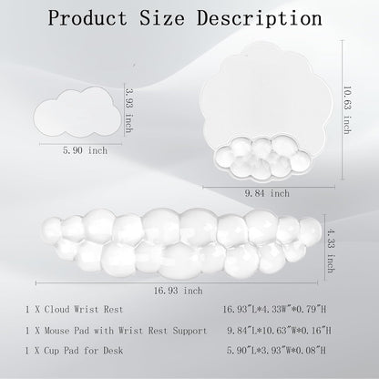 Gel Cloud Wrist Rest Keyboard Clear Purple Mouse Pad with Wrist Rest Set 3PCS Ergonomic Cool Keyboard Wrist Pad Cute Acrylic Coaster Non-Slip Base Cute Transparent Mouse Wrist Pad Support for Computer