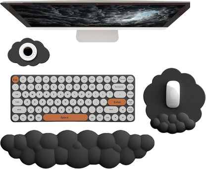 Gel Cloud Wrist Rest Keyboard Clear Purple Mouse Pad with Wrist Rest Set 3PCS Ergonomic Cool Keyboard Wrist Pad Cute Acrylic Coaster Non-Slip Base Cute Transparent Mouse Wrist Pad Support for Computer