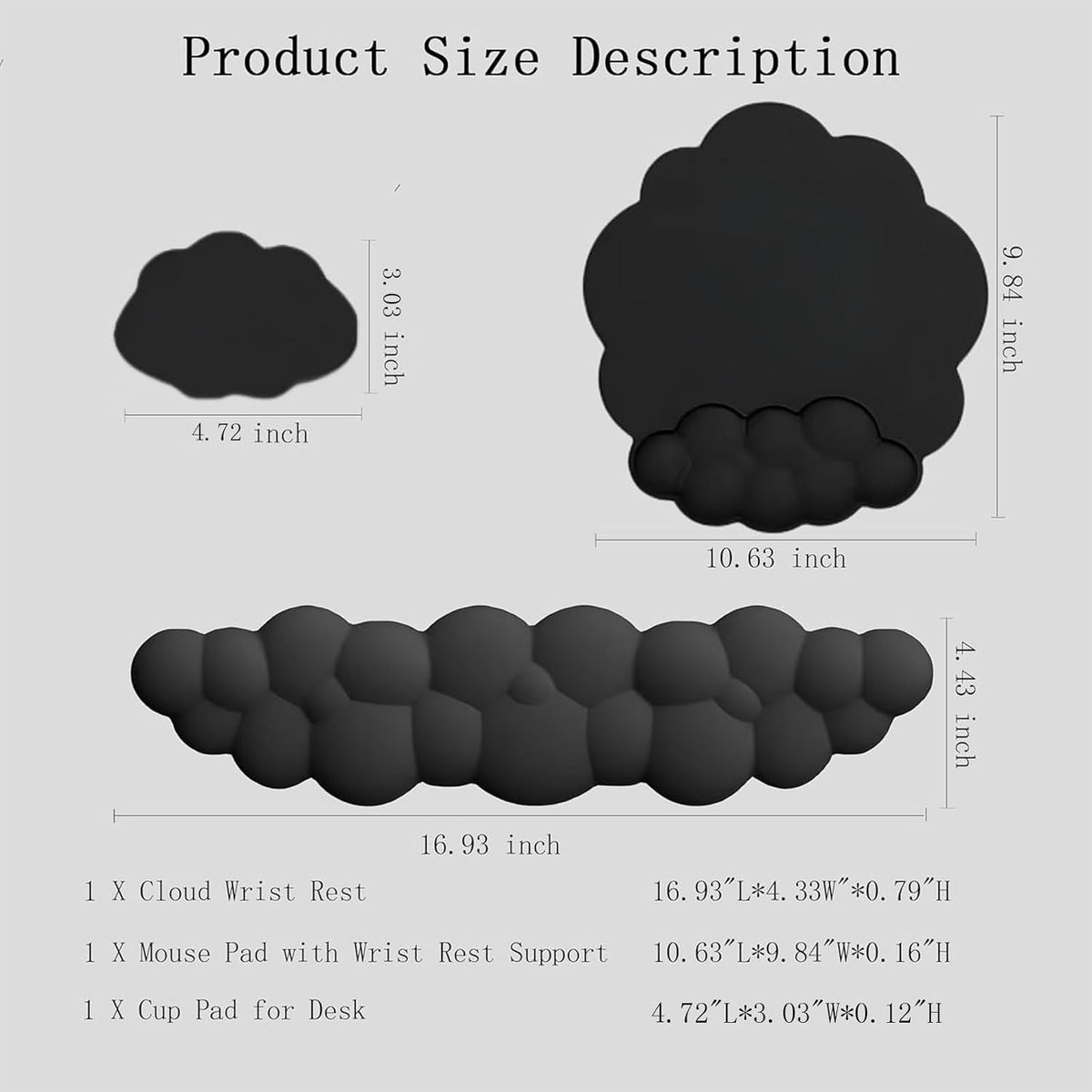 Gel Cloud Wrist Rest Keyboard Clear Purple Mouse Pad with Wrist Rest Set 3PCS Ergonomic Cool Keyboard Wrist Pad Cute Acrylic Coaster Non-Slip Base Cute Transparent Mouse Wrist Pad Support for Computer
