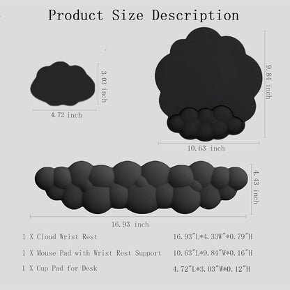 Gel Cloud Wrist Rest Keyboard Clear Purple Mouse Pad with Wrist Rest Set 3PCS Ergonomic Cool Keyboard Wrist Pad Cute Acrylic Coaster Non-Slip Base Cute Transparent Mouse Wrist Pad Support for Computer