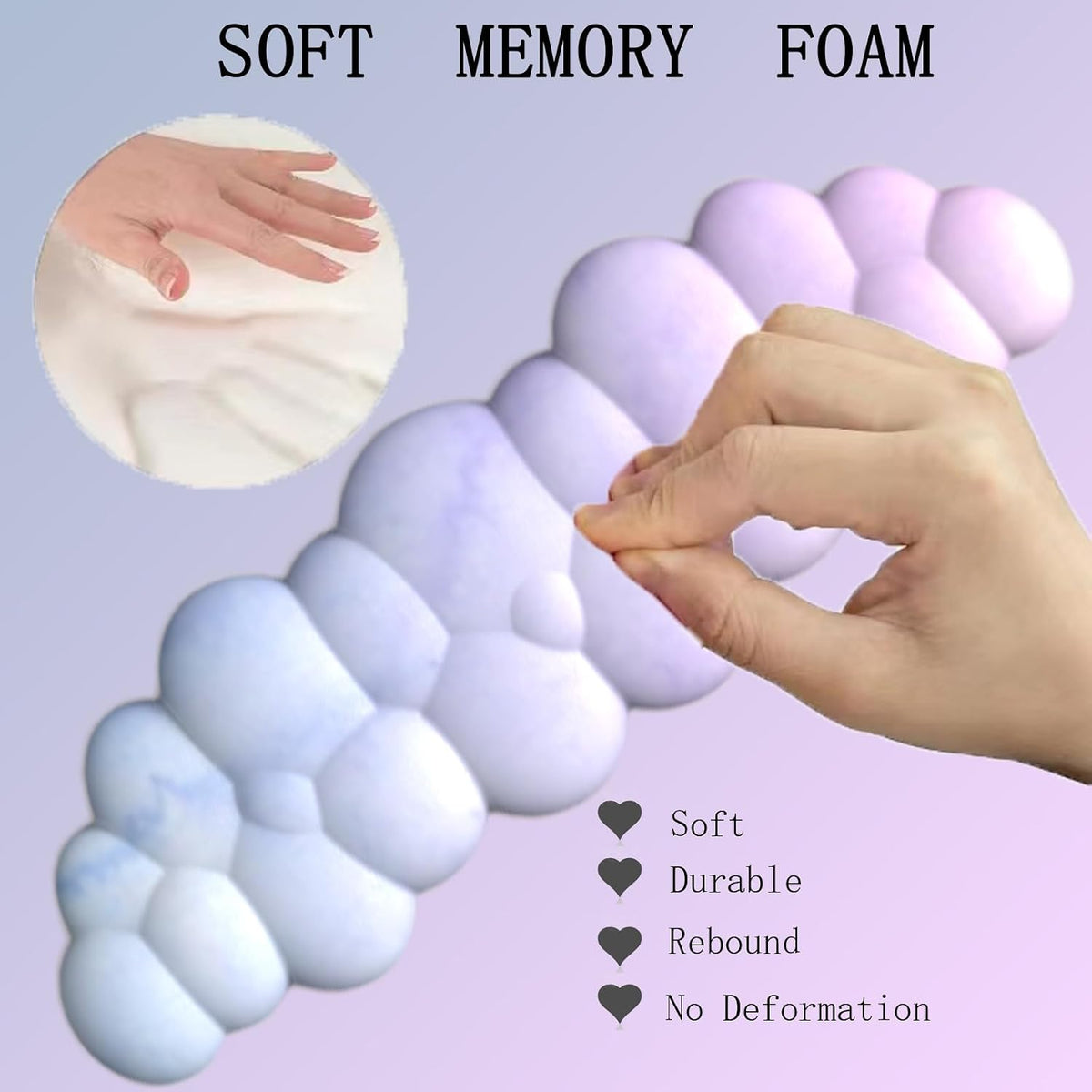 Gel Cloud Wrist Rest Keyboard Clear Purple Mouse Pad with Wrist Rest Set 3PCS Ergonomic Cool Keyboard Wrist Pad Cute Acrylic Coaster Non-Slip Base Cute Transparent Mouse Wrist Pad Support for Computer
