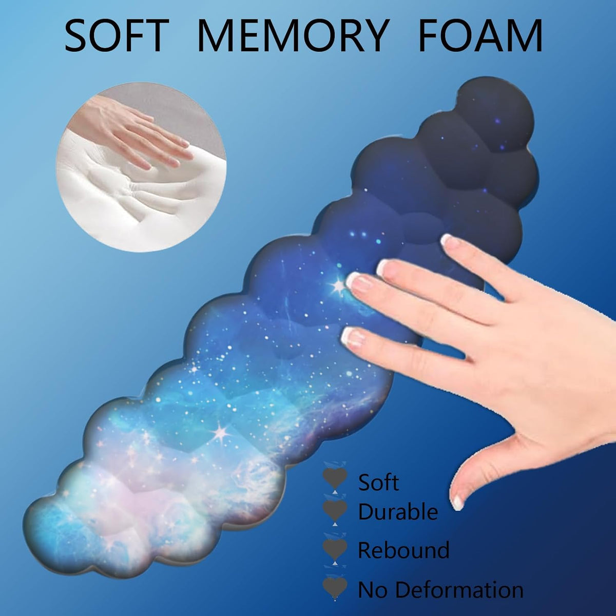 Gel Cloud Wrist Rest Keyboard Clear Purple Mouse Pad with Wrist Rest Set 3PCS Ergonomic Cool Keyboard Wrist Pad Cute Acrylic Coaster Non-Slip Base Cute Transparent Mouse Wrist Pad Support for Computer