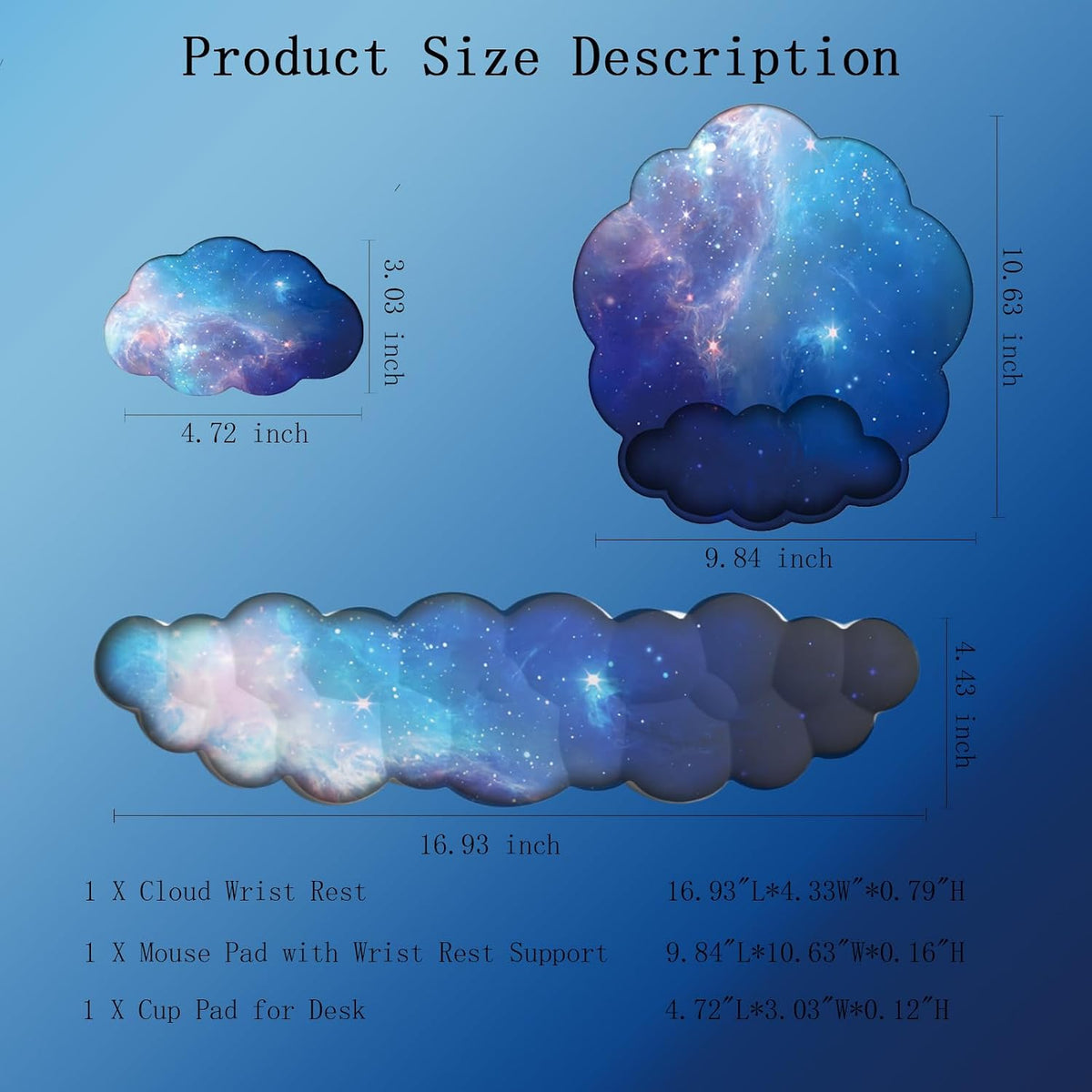 Gel Cloud Wrist Rest Keyboard Clear Purple Mouse Pad with Wrist Rest Set 3PCS Ergonomic Cool Keyboard Wrist Pad Cute Acrylic Coaster Non-Slip Base Cute Transparent Mouse Wrist Pad Support for Computer