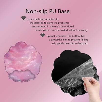 Gel Cloud Wrist Rest Keyboard Clear Purple Mouse Pad with Wrist Rest Set 3PCS Ergonomic Cool Keyboard Wrist Pad Cute Acrylic Coaster Non-Slip Base Cute Transparent Mouse Wrist Pad Support for Computer