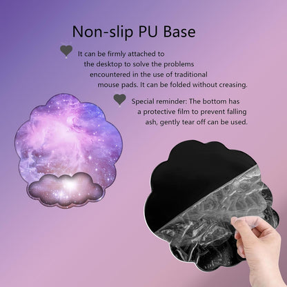Gel Cloud Wrist Rest Keyboard Clear Purple Mouse Pad with Wrist Rest Set 3PCS Ergonomic Cool Keyboard Wrist Pad Cute Acrylic Coaster Non-Slip Base Cute Transparent Mouse Wrist Pad Support for Computer