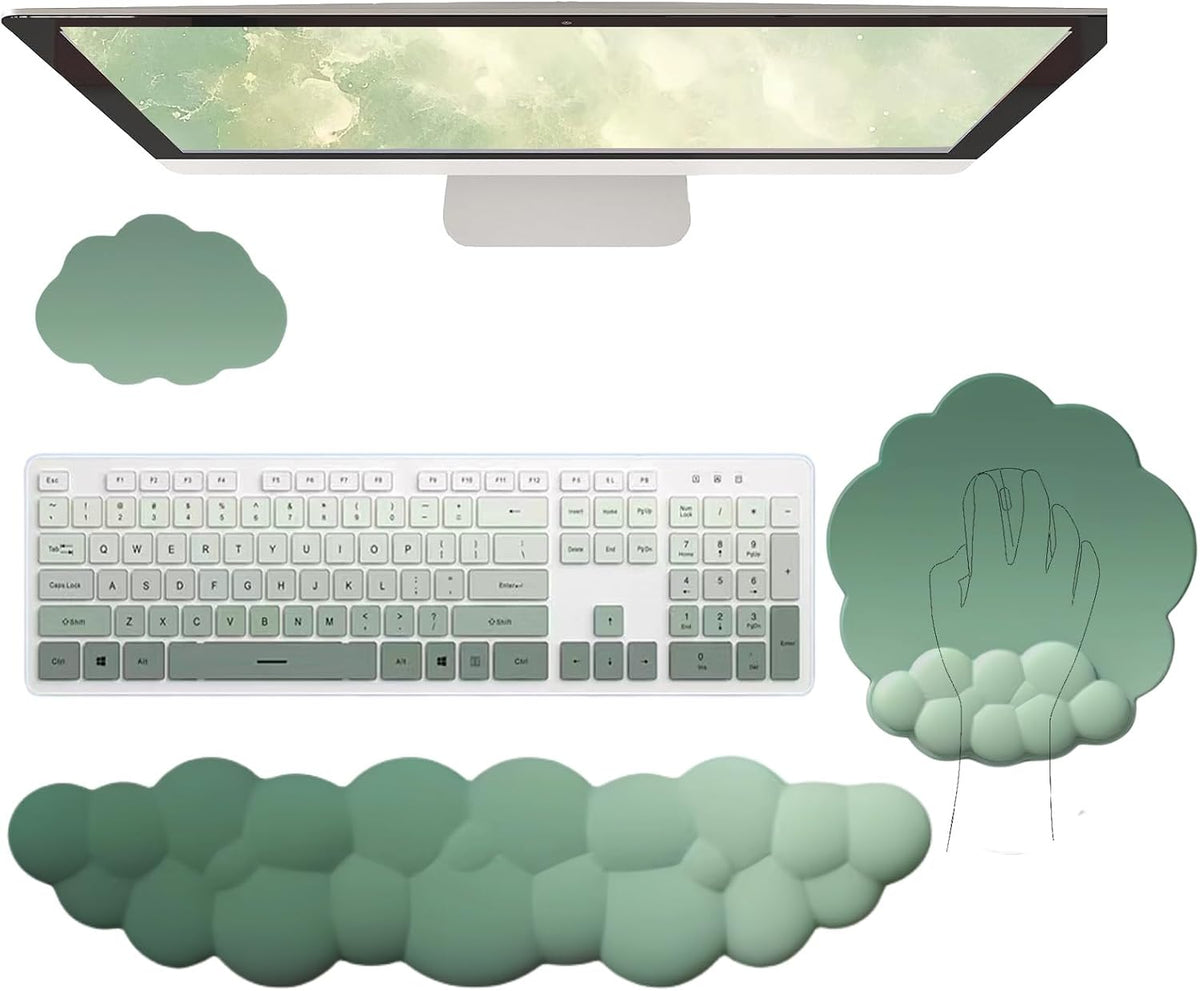 Gel Cloud Wrist Rest Keyboard Clear Purple Mouse Pad with Wrist Rest Set 3PCS Ergonomic Cool Keyboard Wrist Pad Cute Acrylic Coaster Non-Slip Base Cute Transparent Mouse Wrist Pad Support for Computer