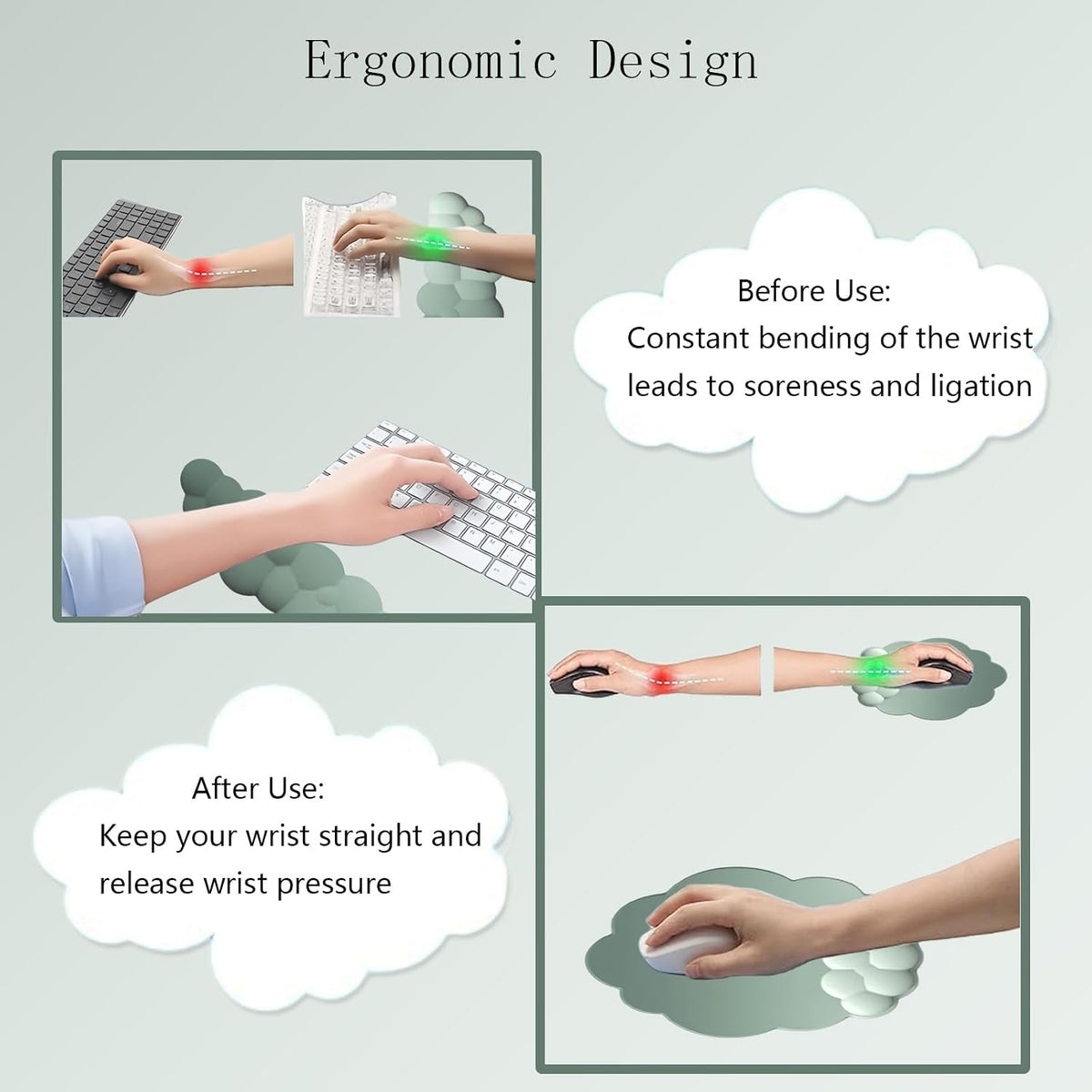 Gel Cloud Wrist Rest Keyboard Clear Purple Mouse Pad with Wrist Rest Set 3PCS Ergonomic Cool Keyboard Wrist Pad Cute Acrylic Coaster Non-Slip Base Cute Transparent Mouse Wrist Pad Support for Computer