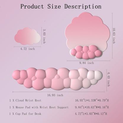 Gel Cloud Wrist Rest Keyboard Clear Purple Mouse Pad with Wrist Rest Set 3PCS Ergonomic Cool Keyboard Wrist Pad Cute Acrylic Coaster Non-Slip Base Cute Transparent Mouse Wrist Pad Support for Computer