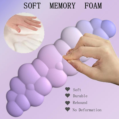 Gel Cloud Wrist Rest Keyboard Clear Purple Mouse Pad with Wrist Rest Set 3PCS Ergonomic Cool Keyboard Wrist Pad Cute Acrylic Coaster Non-Slip Base Cute Transparent Mouse Wrist Pad Support for Computer