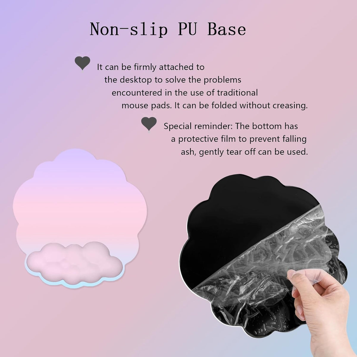 Gel Cloud Wrist Rest Keyboard Clear Purple Mouse Pad with Wrist Rest Set 3PCS Ergonomic Cool Keyboard Wrist Pad Cute Acrylic Coaster Non-Slip Base Cute Transparent Mouse Wrist Pad Support for Computer