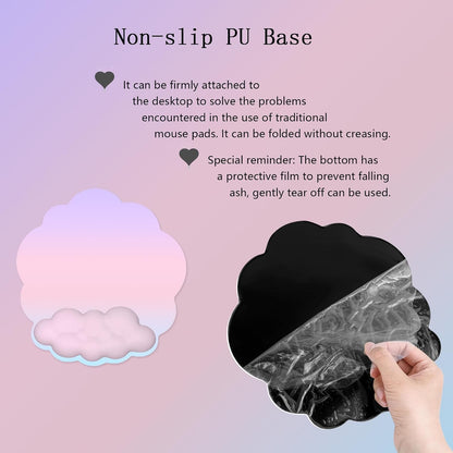 Gel Cloud Wrist Rest Keyboard Clear Purple Mouse Pad with Wrist Rest Set 3PCS Ergonomic Cool Keyboard Wrist Pad Cute Acrylic Coaster Non-Slip Base Cute Transparent Mouse Wrist Pad Support for Computer