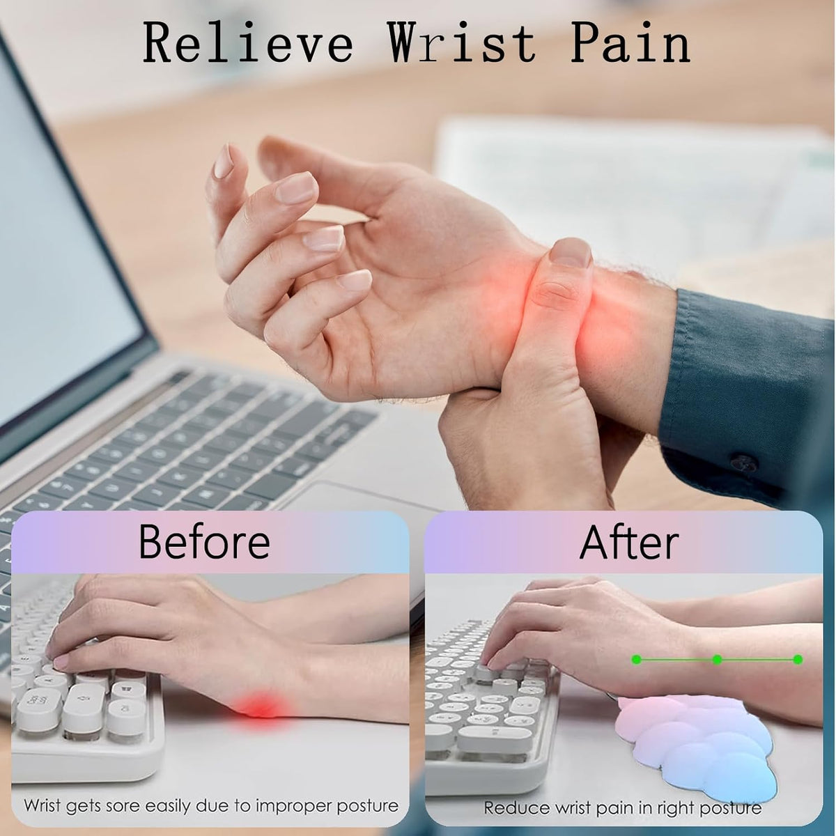 Gel Cloud Wrist Rest Keyboard Clear Purple Mouse Pad with Wrist Rest Set 3PCS Ergonomic Cool Keyboard Wrist Pad Cute Acrylic Coaster Non-Slip Base Cute Transparent Mouse Wrist Pad Support for Computer