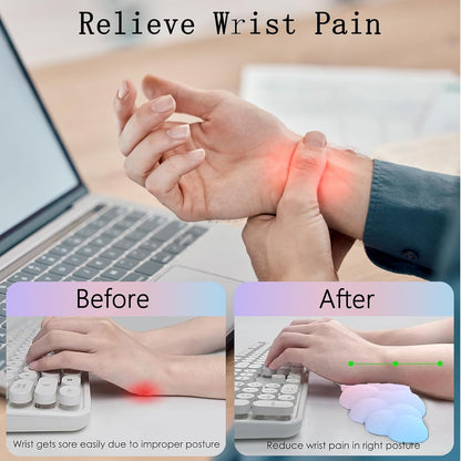 Gel Cloud Wrist Rest Keyboard Clear Purple Mouse Pad with Wrist Rest Set 3PCS Ergonomic Cool Keyboard Wrist Pad Cute Acrylic Coaster Non-Slip Base Cute Transparent Mouse Wrist Pad Support for Computer