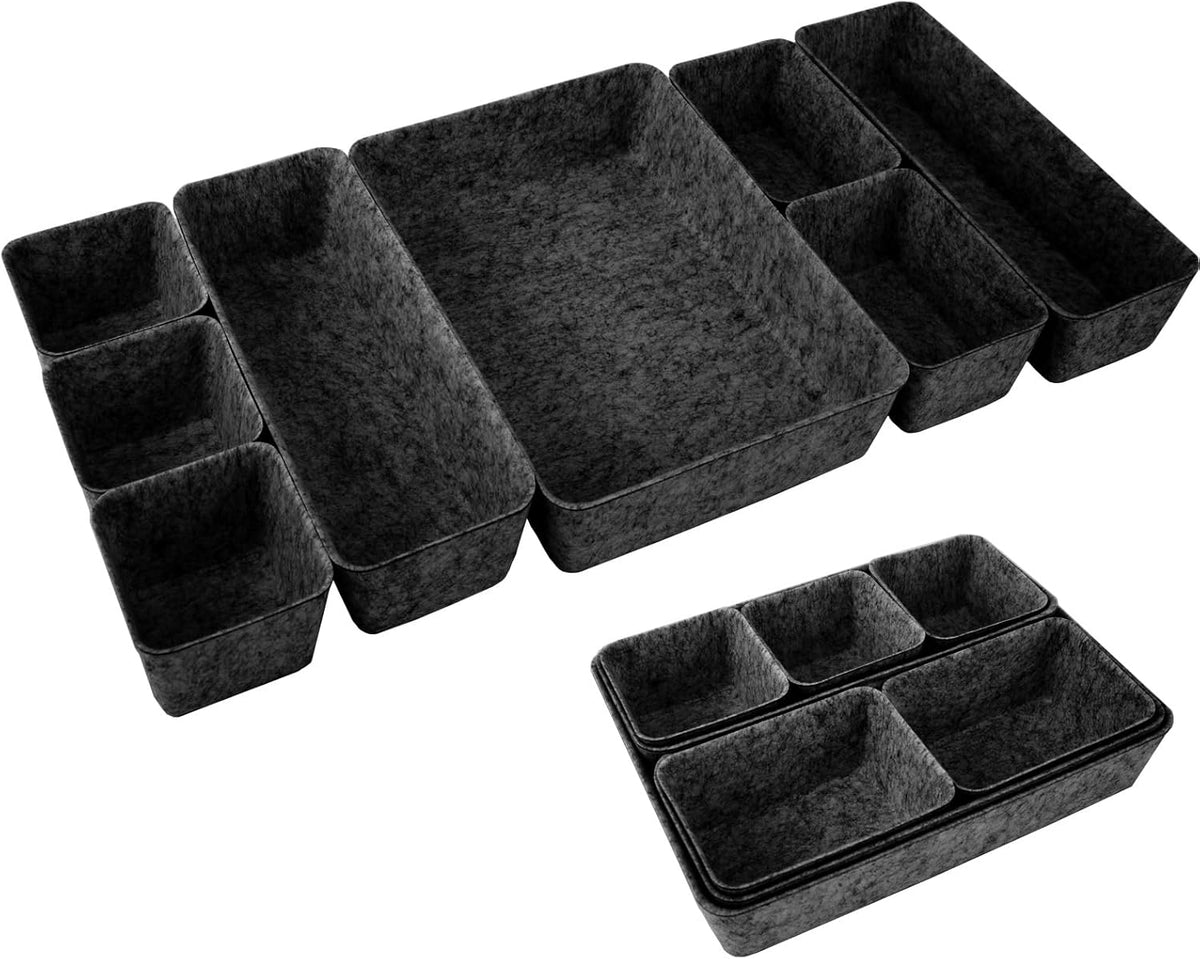 Felt Desk Drawer Organizer, 8pcs Shallow Storage Trays Bins, Office Accessories Box Inserts College Jewelry & Makeup Boxes Containers(Blue)