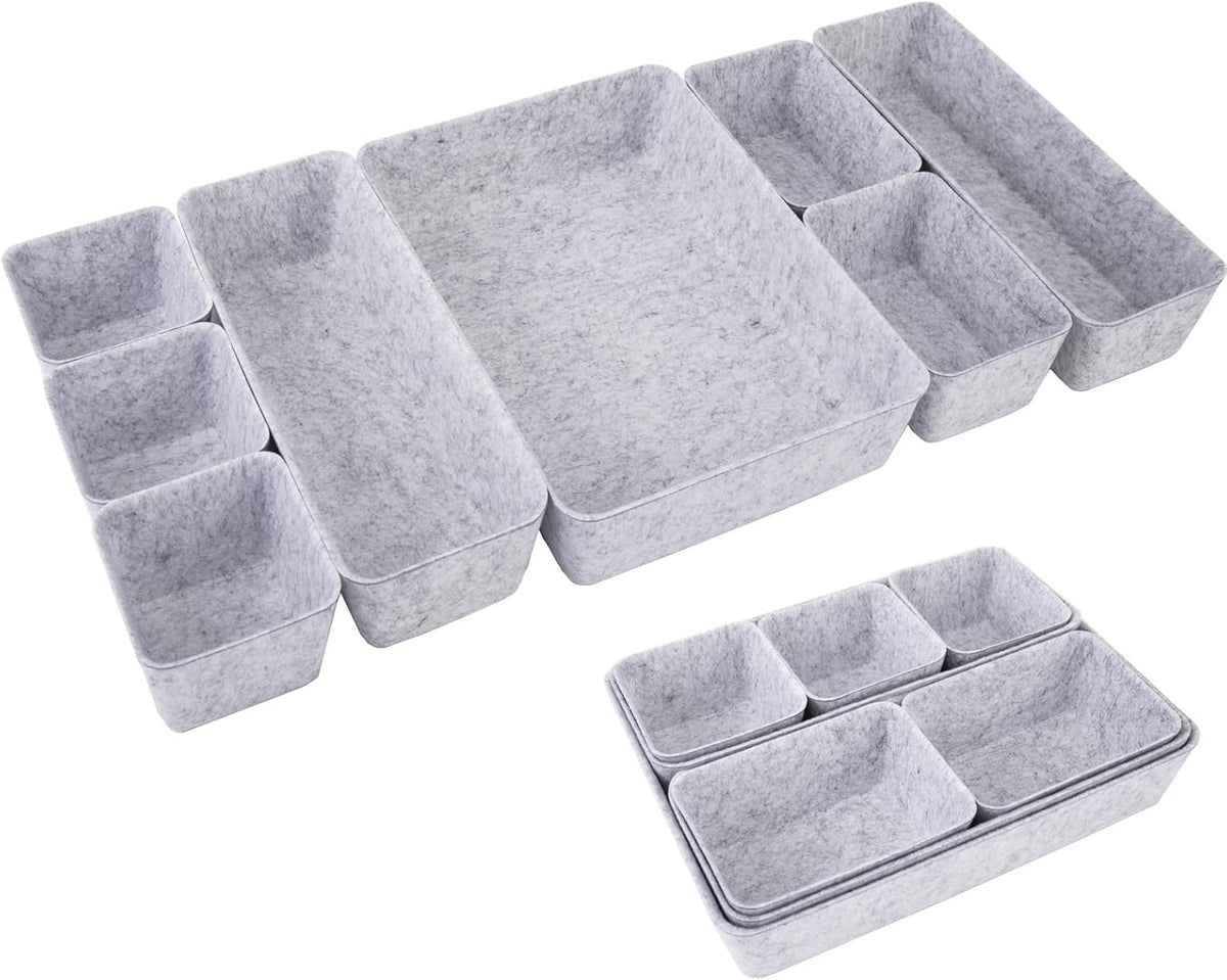 Felt Desk Drawer Organizer, 8pcs Shallow Storage Trays Bins, Office Accessories Box Inserts College Jewelry & Makeup Boxes Containers(Blue)