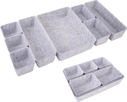 Felt Desk Drawer Organizer, 8pcs Shallow Storage Trays Bins, Office Accessories Box Inserts College Jewelry & Makeup Boxes Containers(Blue)