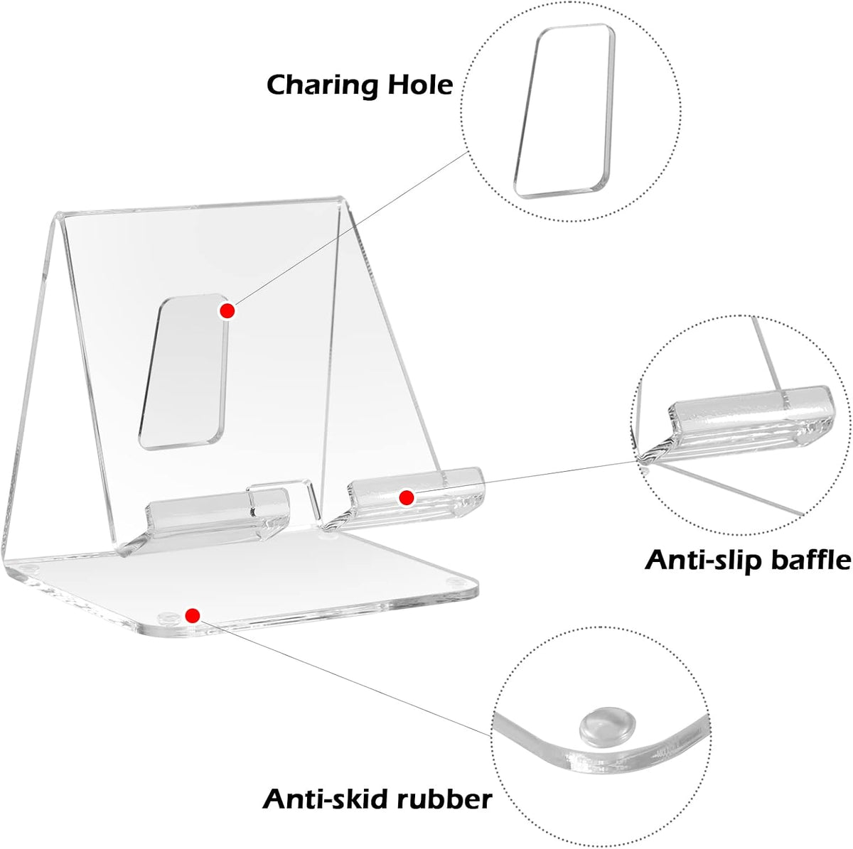 Acrylic Desk Tablet Stand - Clear iPad & Galaxy Tab Stand (4-13 inches)