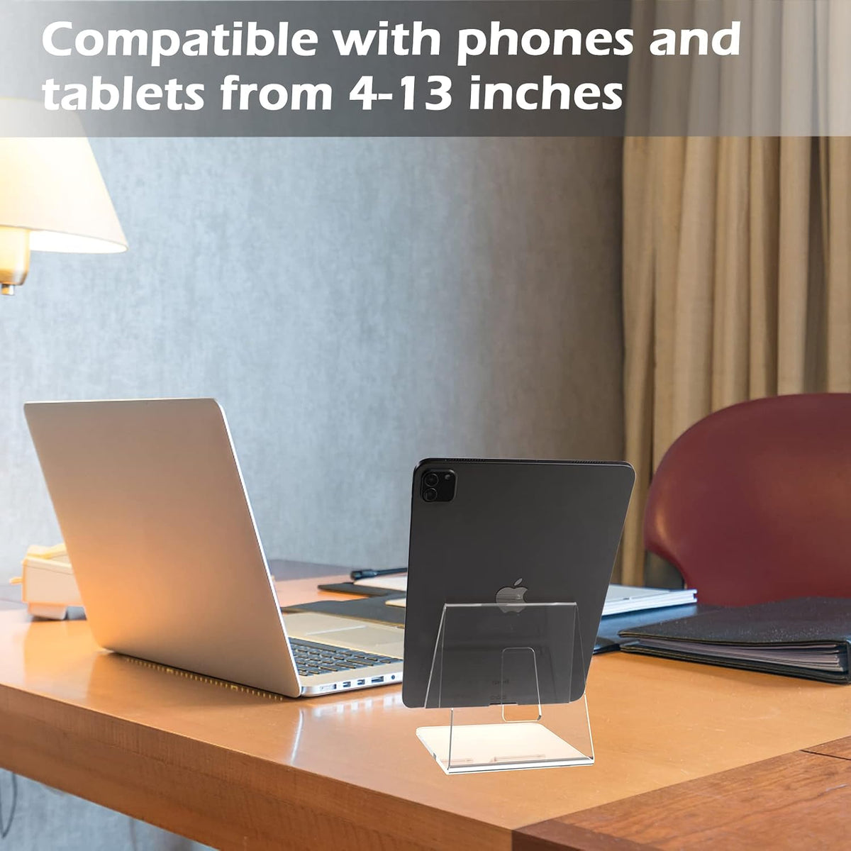 Acrylic Desk Tablet Stand - Clear iPad & Galaxy Tab Stand (4-13 inches)
