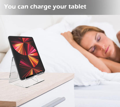 Acrylic Desk Tablet Stand - Clear iPad & Galaxy Tab Stand (4-13 inches)