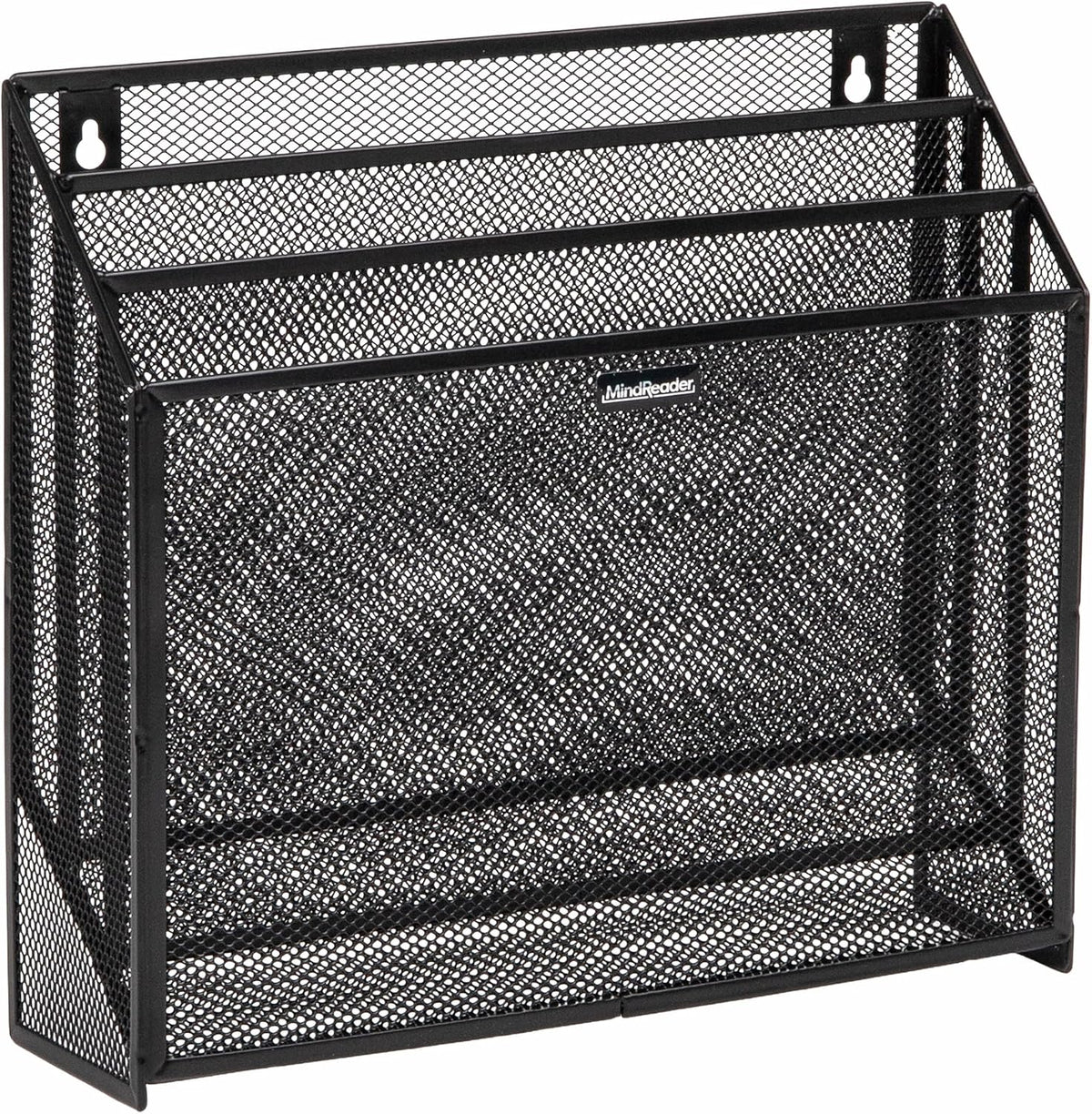Vertical File Storage, Desktop Organizer, Wall Mount, Office, Metal Mesh, Black