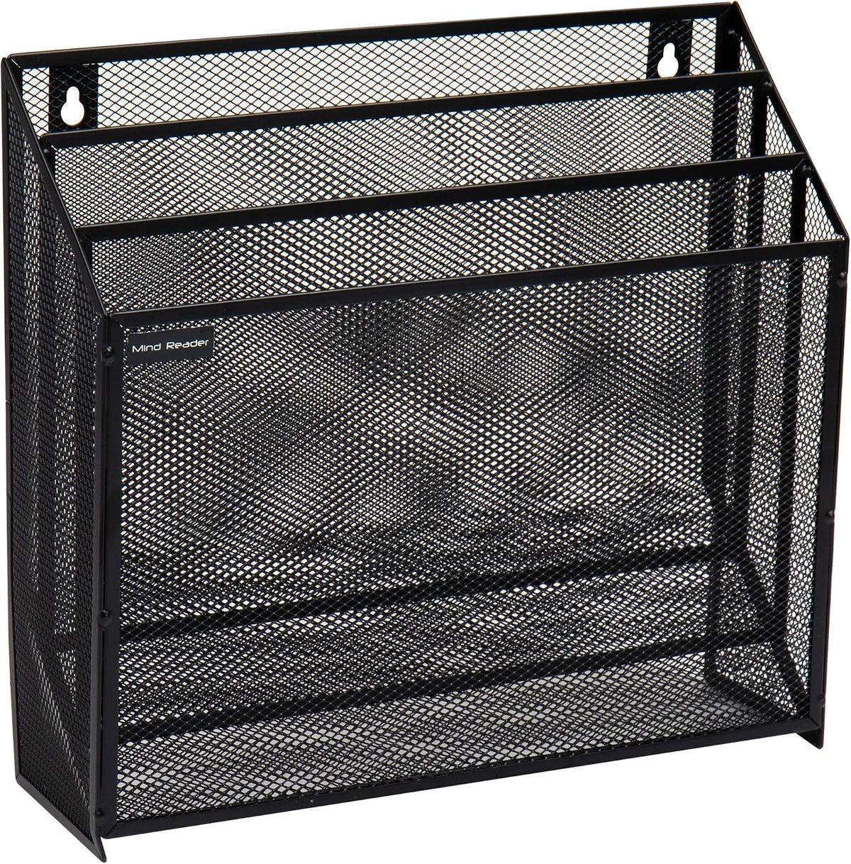 Vertical File Storage, Desktop Organizer, Wall Mount, Office, Metal Mesh, Black