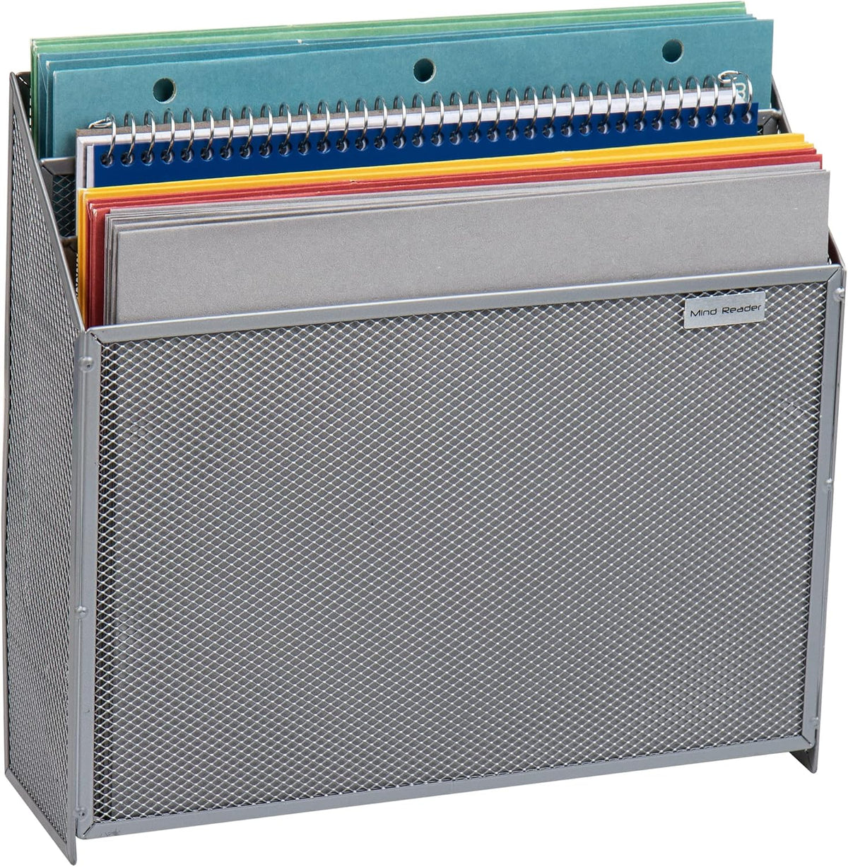 Vertical File Storage, Desktop Organizer, Wall Mount, Office, Metal Mesh, Black