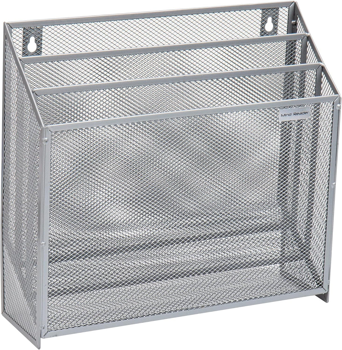 Vertical File Storage, Desktop Organizer, Wall Mount, Office, Metal Mesh, Black